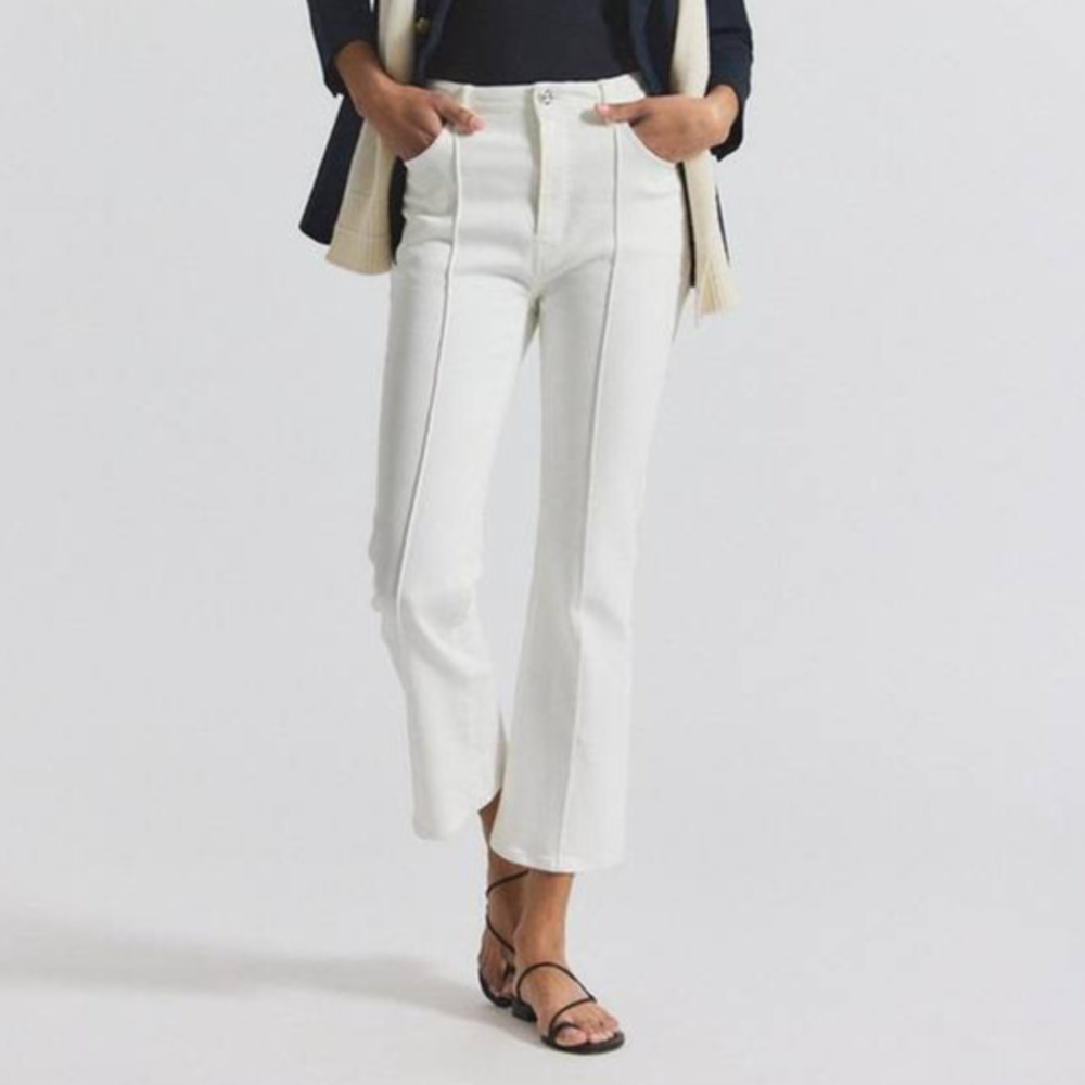 Derek Lam 10 Crosby Perce White Cropped Flare Jean 30 US 10 NWT Minimalist Clean